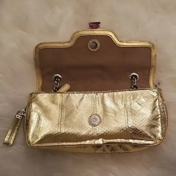 Rafe New York gold embossed faux snake skin chain bag